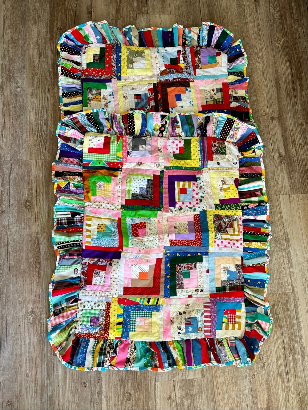 Handmade Quilted Pillow Shams Bright Colors With Ruffles 19x24 Inch Opening